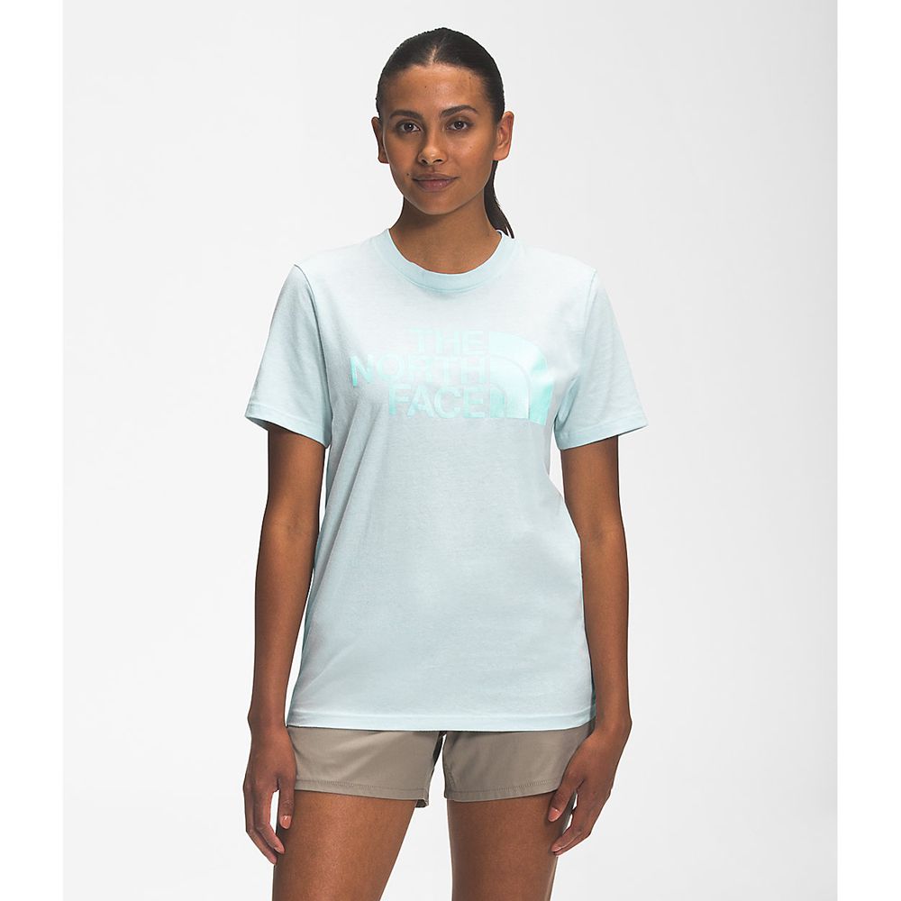 The North Face T-Shirts Womens Australia - The North Face Short Sleeve Half Dome Cotton Blue (ZBW-76